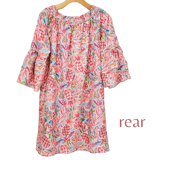 Charlie Paige Women's Off-Shoulder Pineapple Print Chiffon Style Vacation Dress - Picture 4 of 7